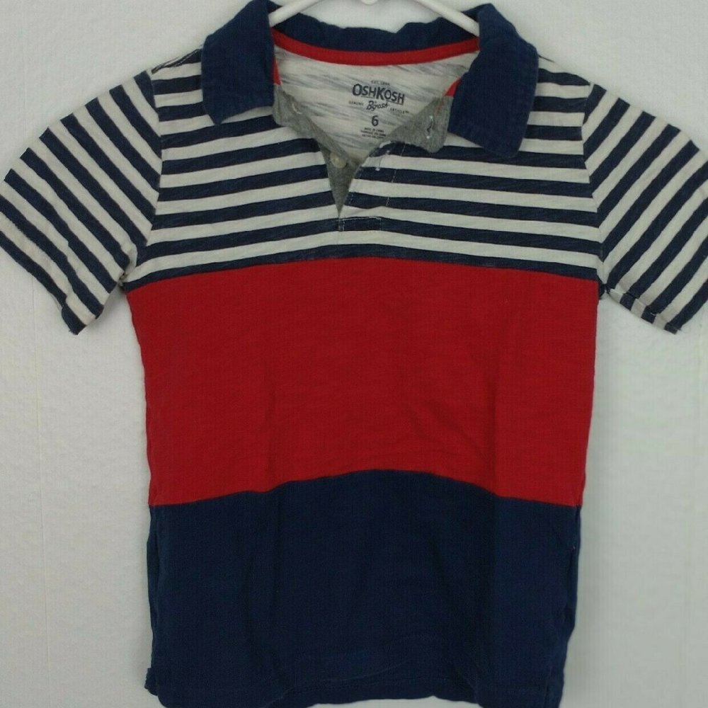 OSH KOSH Boys Polo Tee size 6 Short Sleeve Stripe